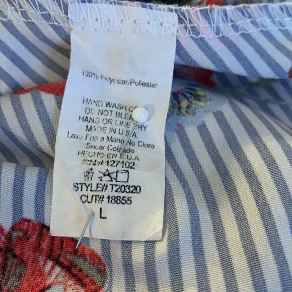 FASHION Nova blue white long sleeve cross top silky blouse ties at waist large - Picture 10 of 12